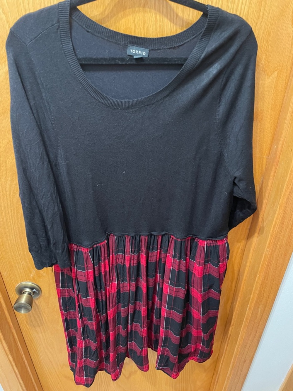 torrid Black Top with Red Plaid Skirt Dress